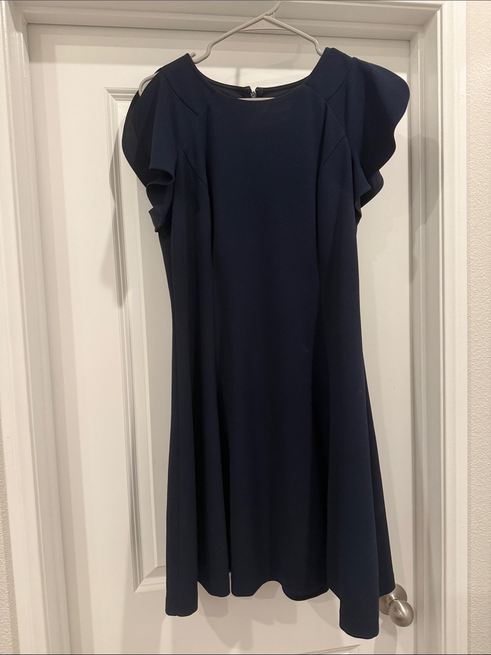 Navy Flutter Sleeve flare Dress - Women